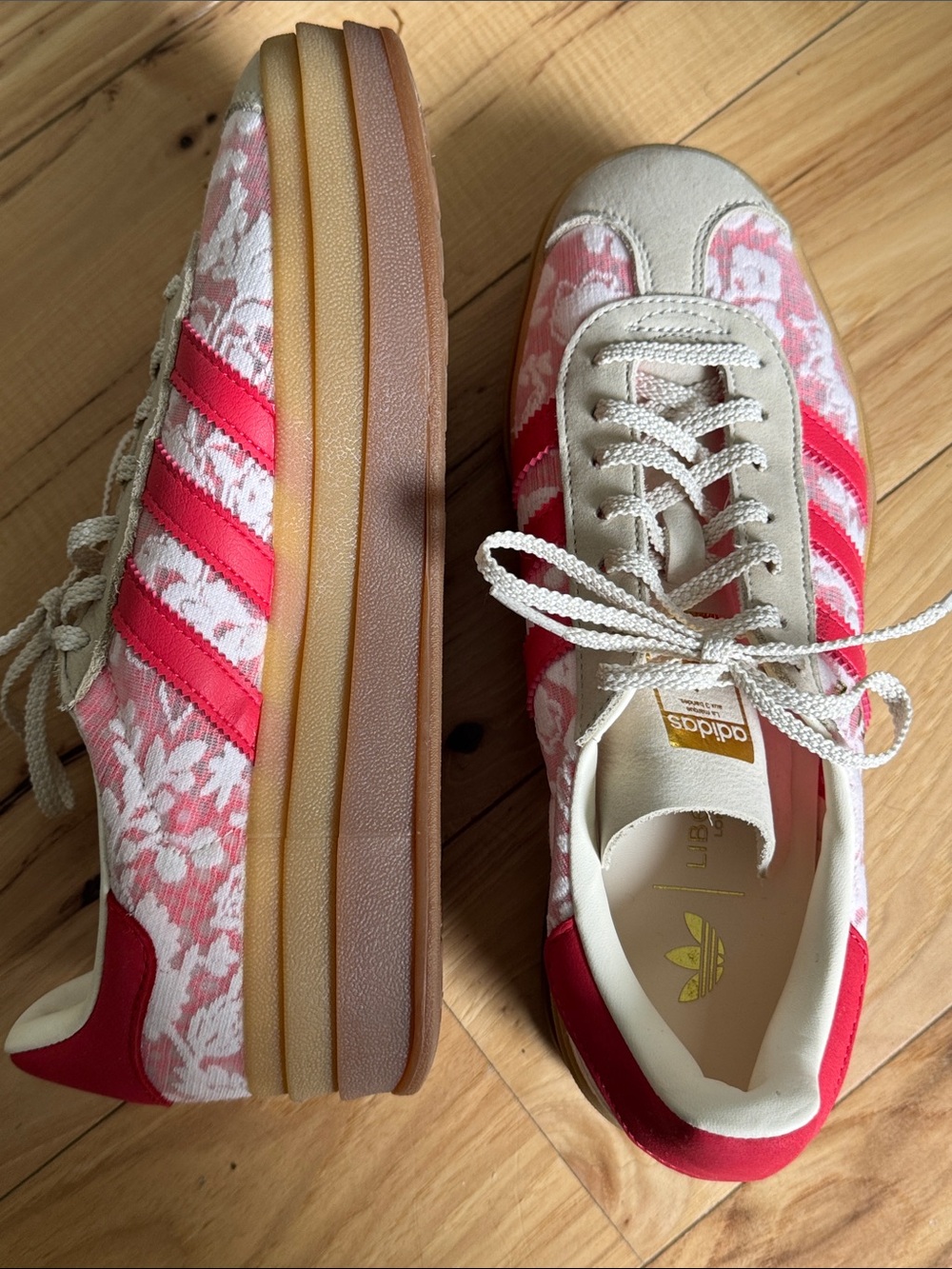 adidas Liberty London Pink Floral Platform Lace-Up Sneakers with Gum Sole
